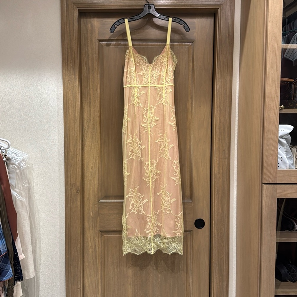 Cinq a sept yellow lace dress